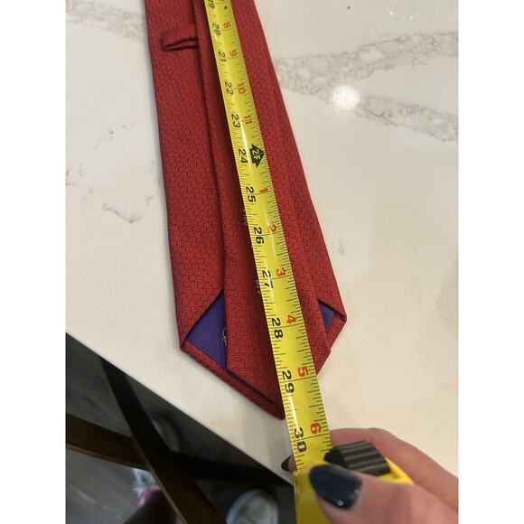 Robert Graham Men’s Red Silk Tie 3.5” Paisley Embroidered Print Pattern USA - Picture 6 of 8